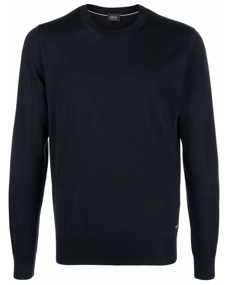 Brioni Fein gestrickter Pullover - Blau Blau