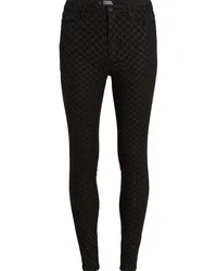 Karl Lagerfeld Skinny-Jeans mit Monogramm-Print Schwarz