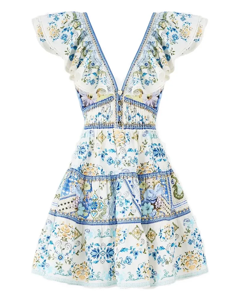 Camilla Gerüschtes My Homespun Heart Minikleid - Blau Blau