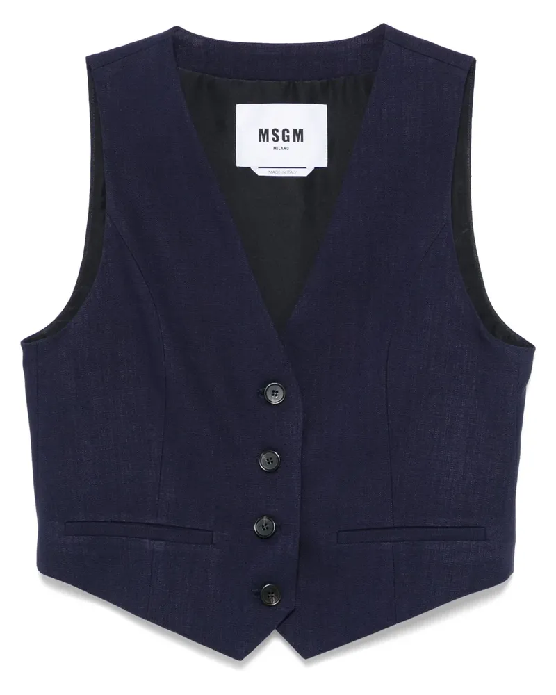 MSGM Weste mit Slub-Struktur - Blau Blau