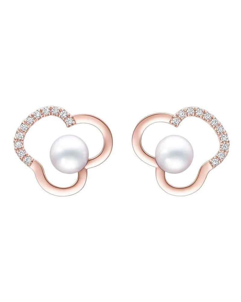 TASAKI 18kt Chants Rotgoldohrringe mit Perle und Diamant - Rosa Rosa