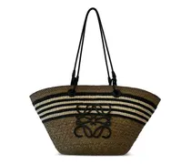 striped anagram basket bag - Braun