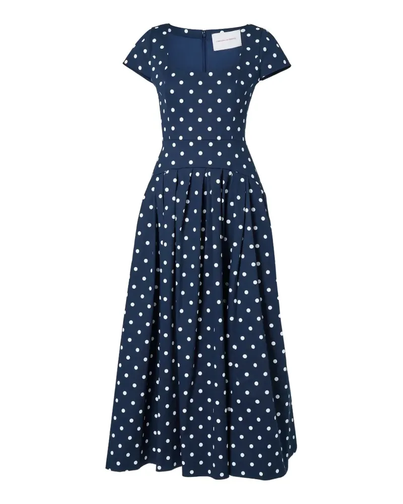 Carolina Herrera New York Polka-Dot-Midikleid mit U-Ausschnitt - Blau Blau