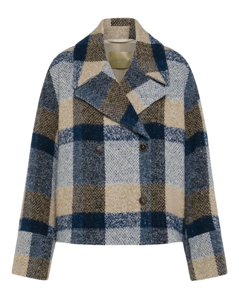 Momoni Doppelreihiger Mantel mit Karomuster - Blau Blau