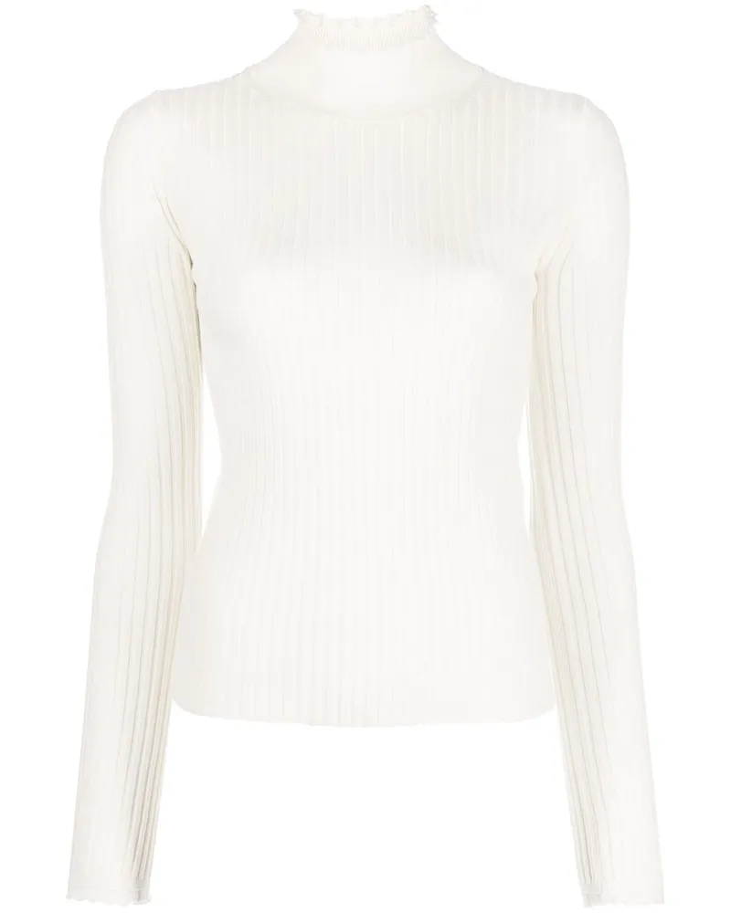 Chloé Gerippter Pullover mit Stehkragen - Weiß Weiß