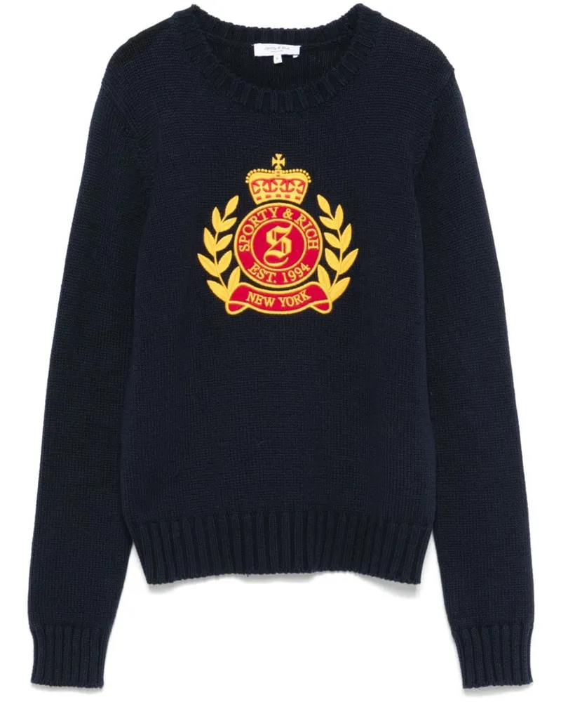 SPORTY & RICH NY Crest Pullover - Blau Blau