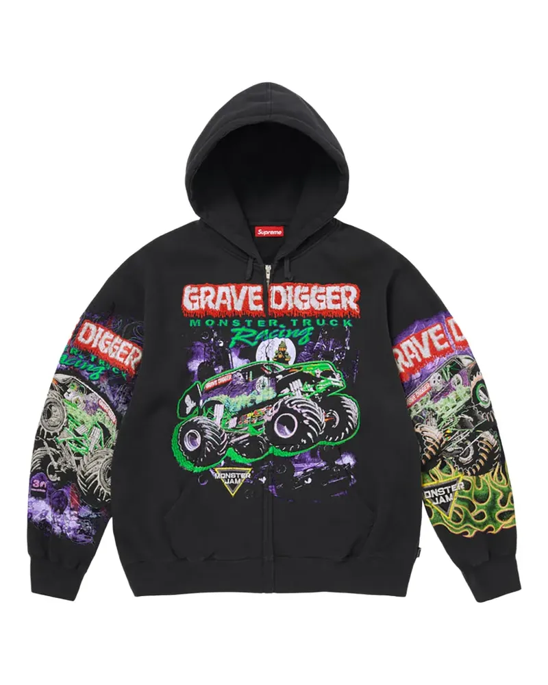 Supreme Being Grave Digger zip-up hoodie - Schwarz Schwarz