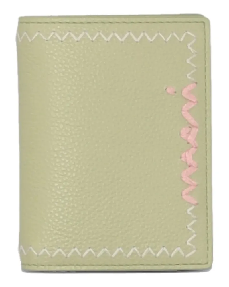 Marni embroidered leather bifold wallet - Grün Grün