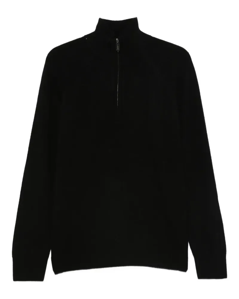 HOSIO Pullover mit Reißverschlusskragen - Schwarz Schwarz