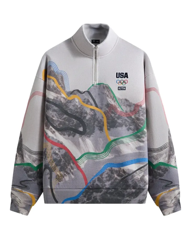 KITH Team USA Sweatshirt mit Viertelreißverschluss - Grau Grau
