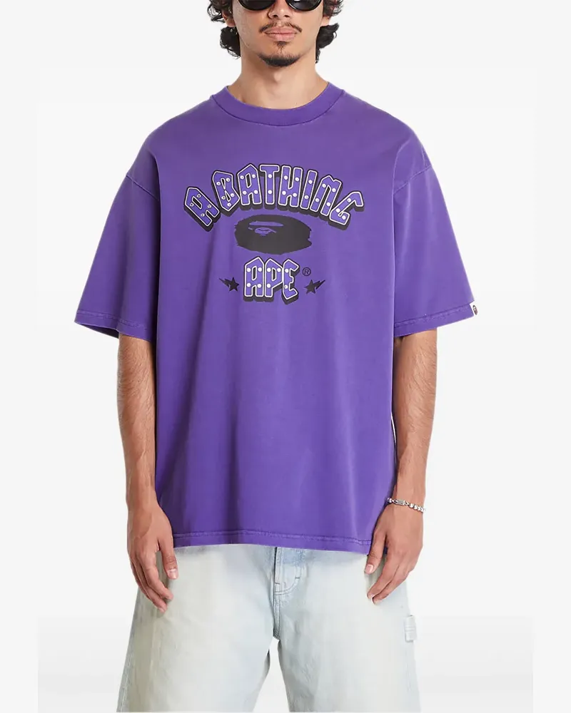 BAPE T-Shirt mit Strass-Logo - Violett Violett