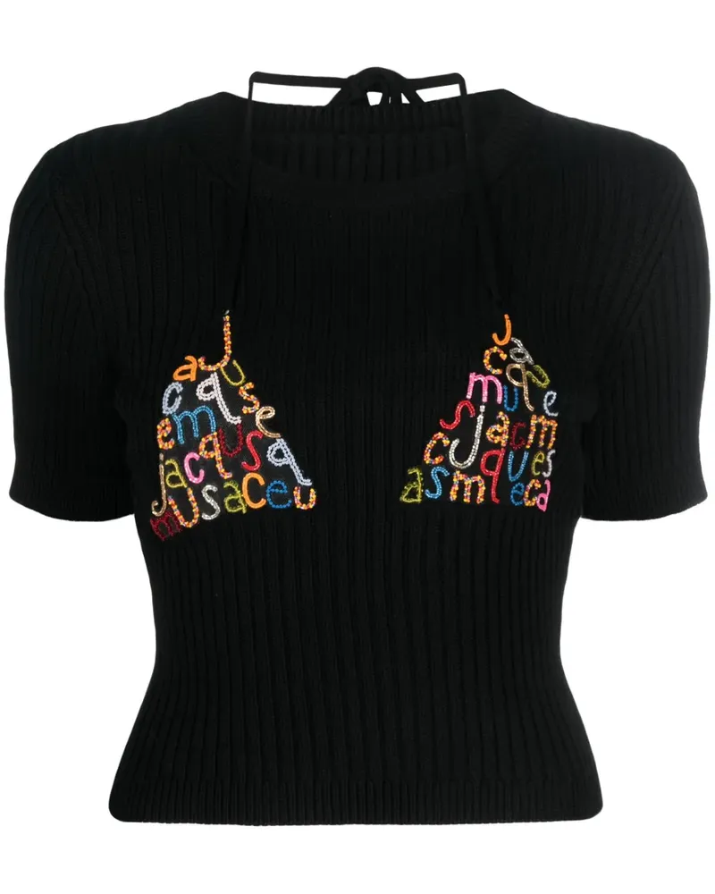 Jacquemus La Maille Cropped-Bikinioberteil - Schwarz Schwarz