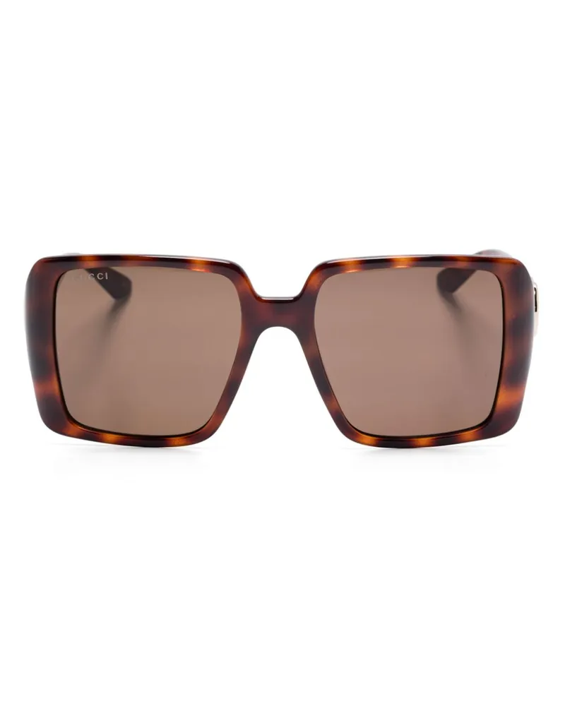 Gucci Eckige Sonnenbrille in Schildpattoptik - Braun Braun