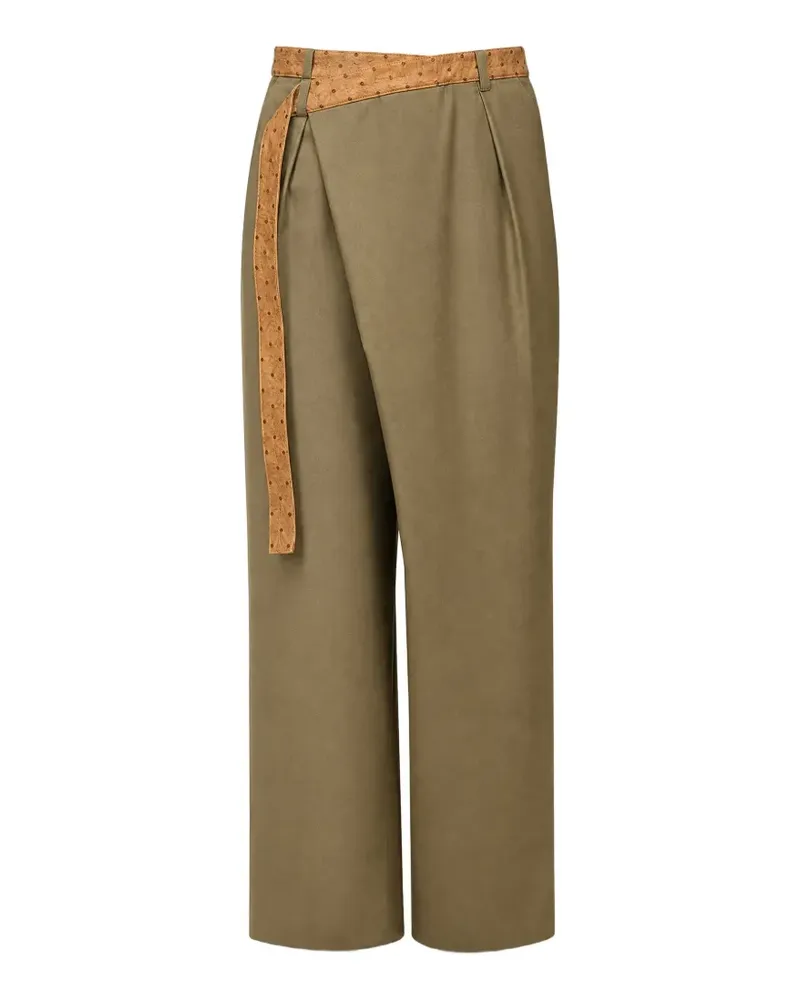 MCM wrap-front logo-belt trousers - Grün Grün