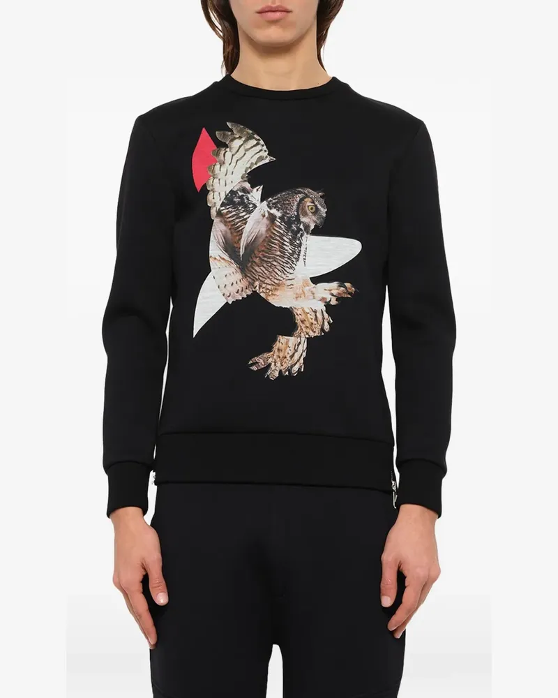 Neil Barrett Pullover mit Eulen-Print - Schwarz Schwarz