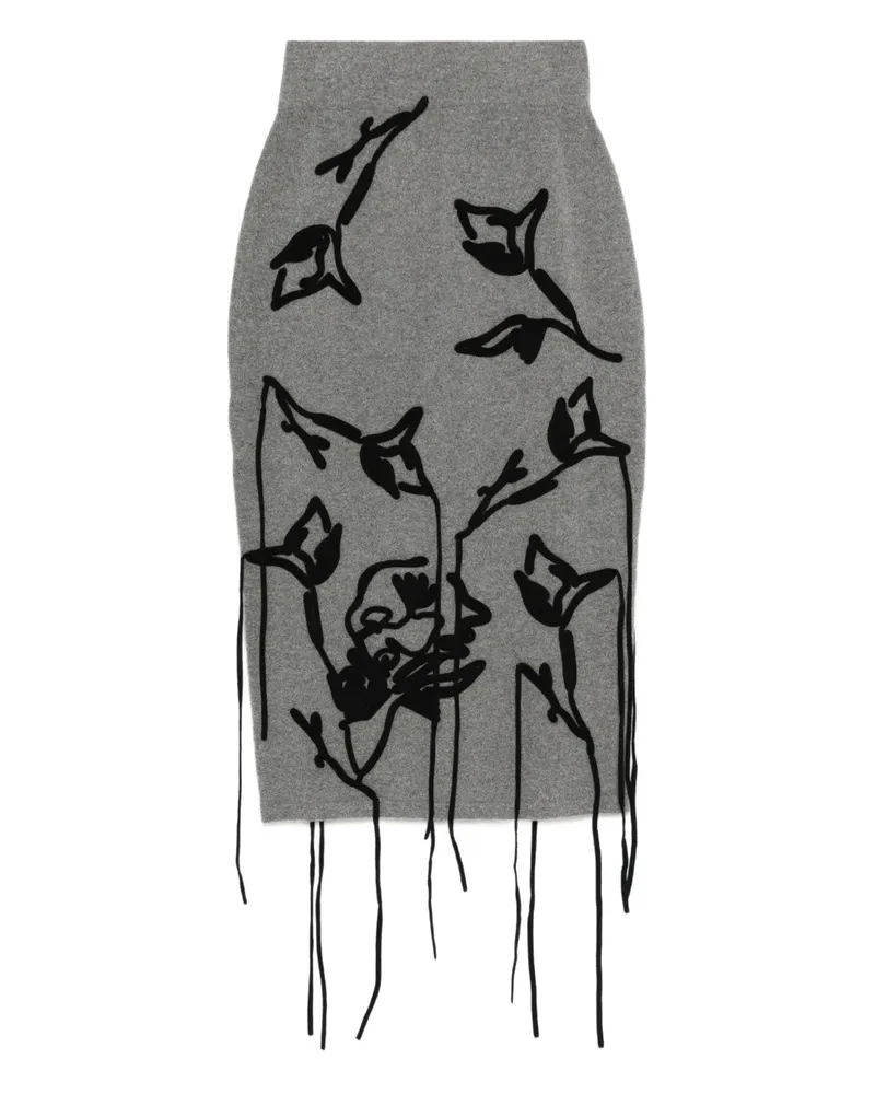 Erdem Bleistiftrock mit Blumen-Print - Grau Grau