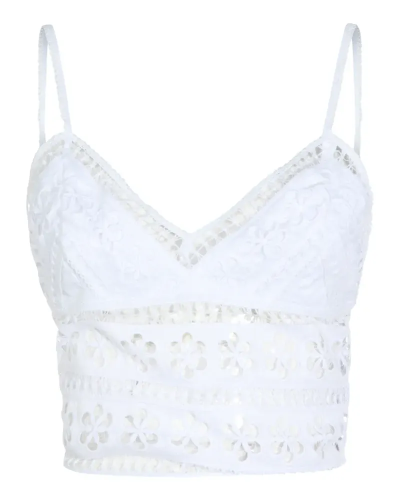 Charo Ruiz Melie floral-embroidered V-neck top - Weiß Weiß