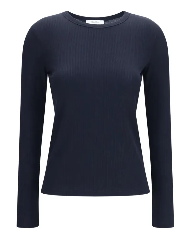 Max Mara Geripptes Langarmshirt - Blau Blau