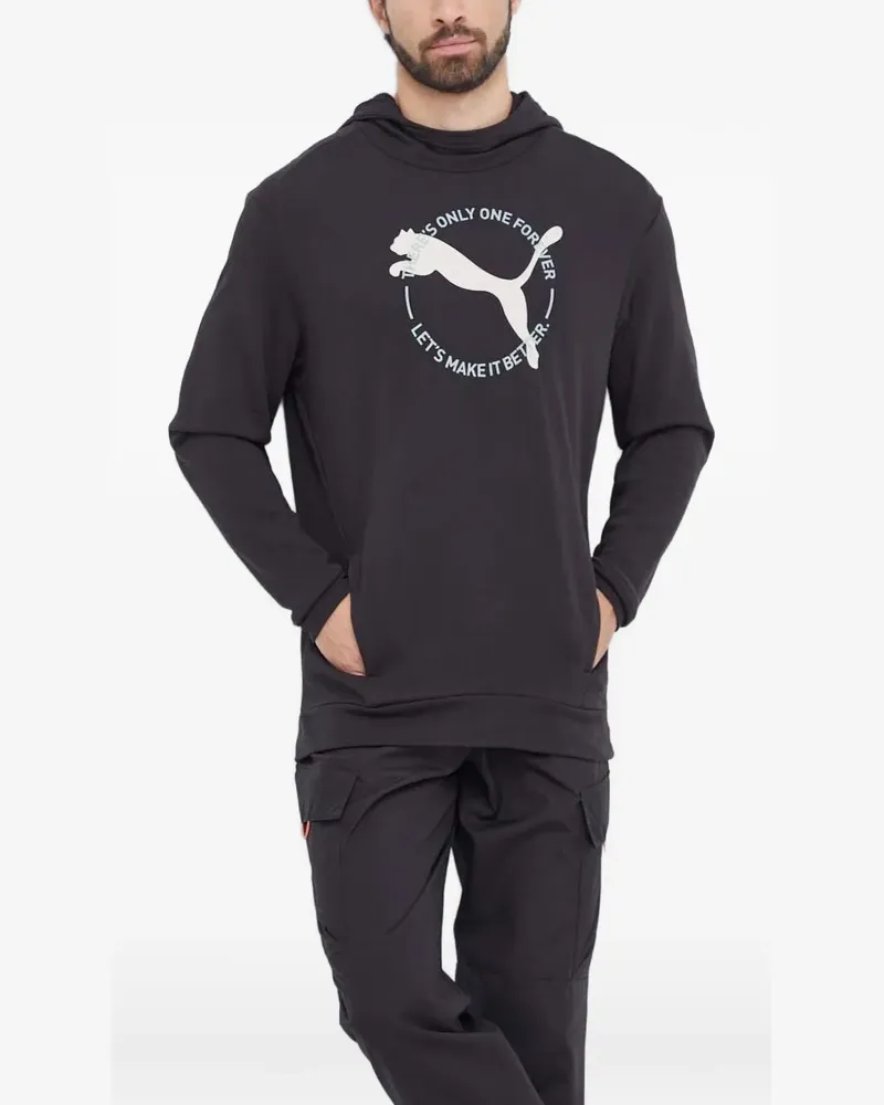 Puma logo-print hoodie - Schwarz Schwarz