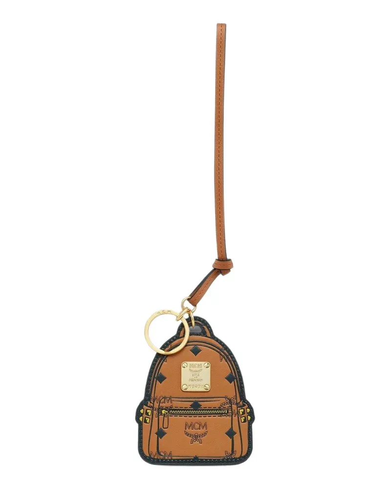 MCM Visetos-print backpack keyring - Braun Braun
