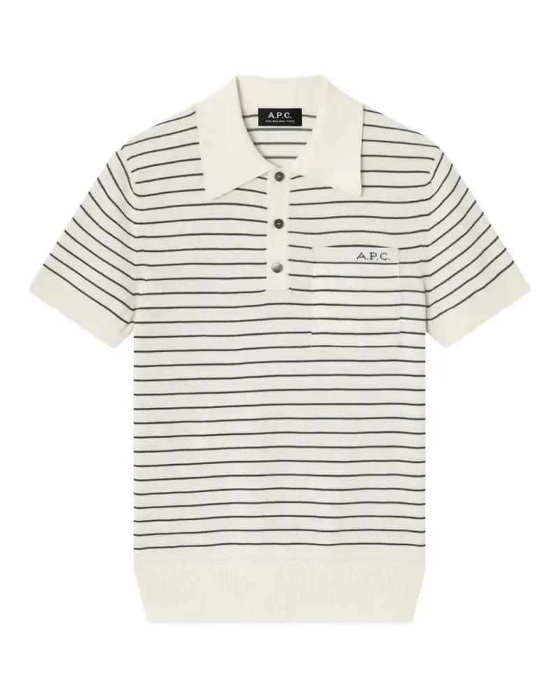 A.P.C. fitted striped ecru polo - Nude Nude