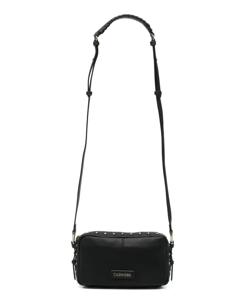 CAFèNOIR  Schultertasche mit Nieten und Logo-Patch - Schwarz Schwarz