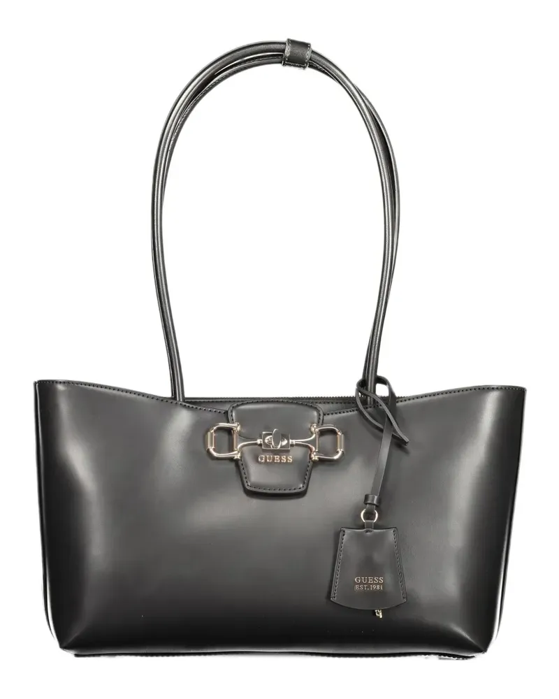 Guess Horsebit Schultertasche mit Logo-Schild - Schwarz Schwarz