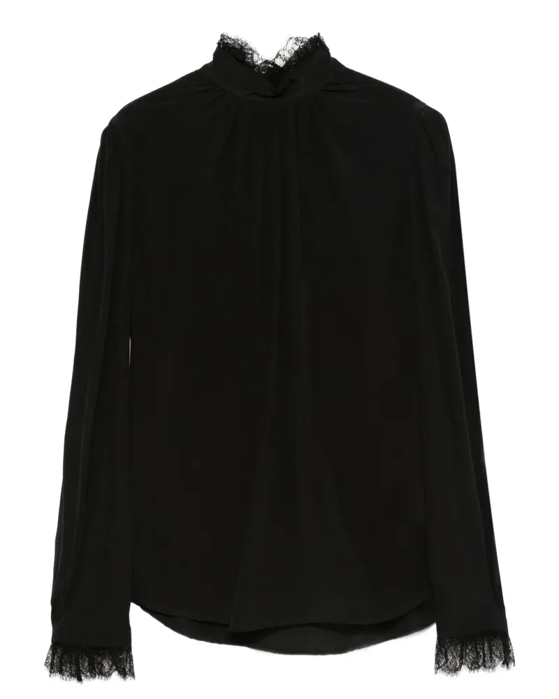 Alexander McQueen lace-trim high-neck top - Schwarz Schwarz