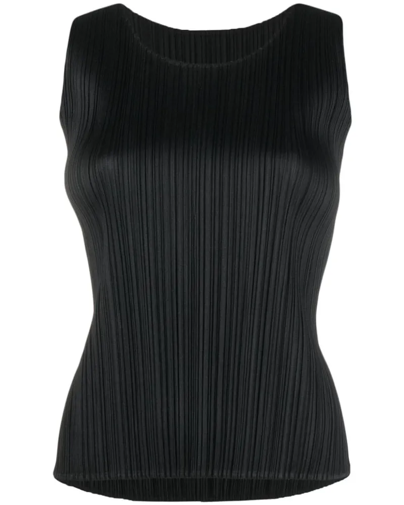 Issey Miyake Plissiertes Top Schwarz