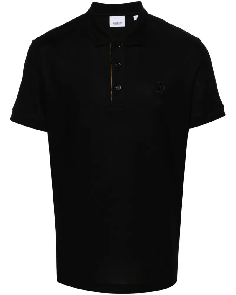 Burberry Pikee-Poloshirt mit Logo-Stickerei - Schwarz Schwarz