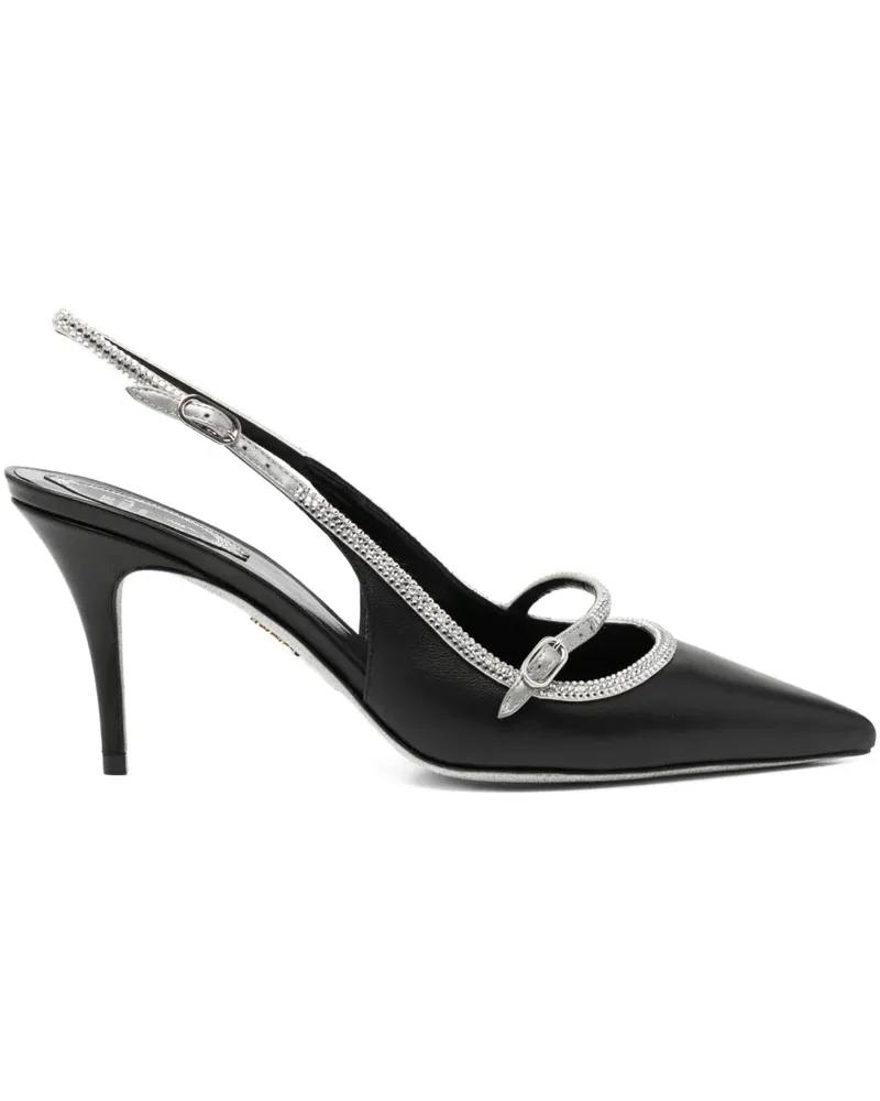 René Caovilla Pumps mit Kristallen 80mm - Schwarz Schwarz