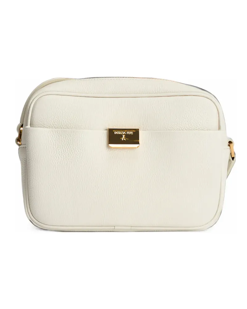 Patrizia Pepe All Day logo-plaque pebbled-leather cross body bag - Weiß Weiß