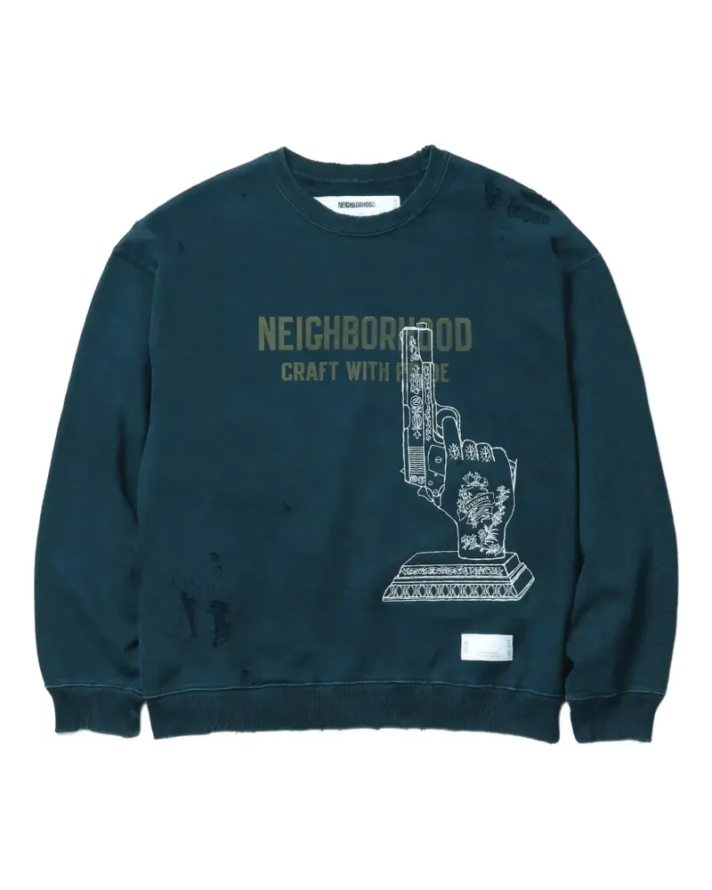 Neighborhood distressed graphic-print sweatshirt - Schwarz Schwarz