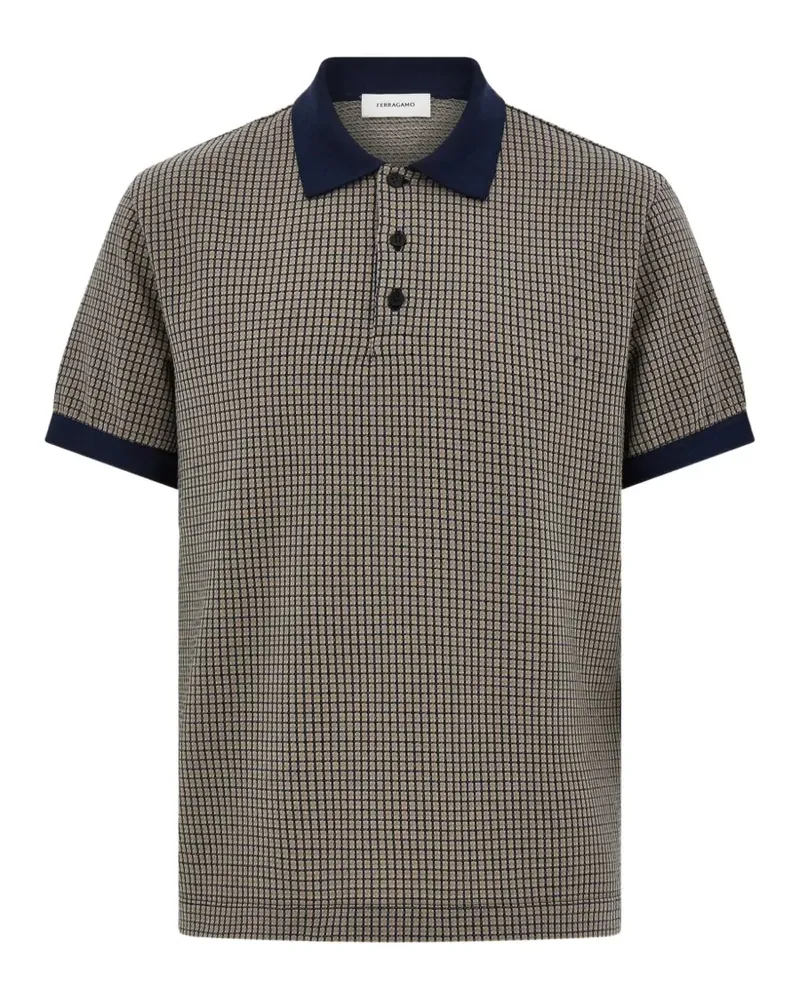 Ferragamo Kariertes Jacquard-Poloshirt - Nude Nude