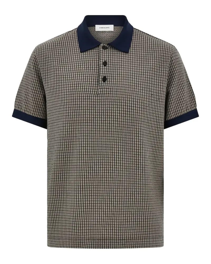 Ferragamo Kariertes Jacquard-Poloshirt - Nude Nude