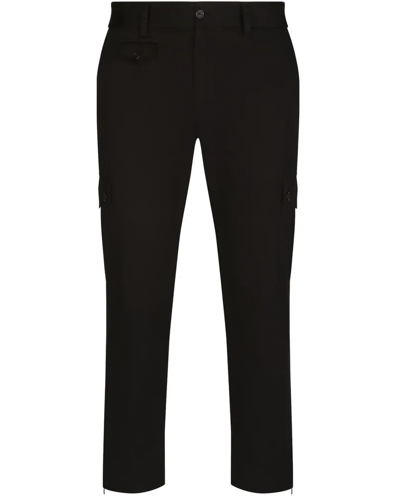 Dolce & Gabbana Cargohose mit Logo-Schild - Schwarz Schwarz