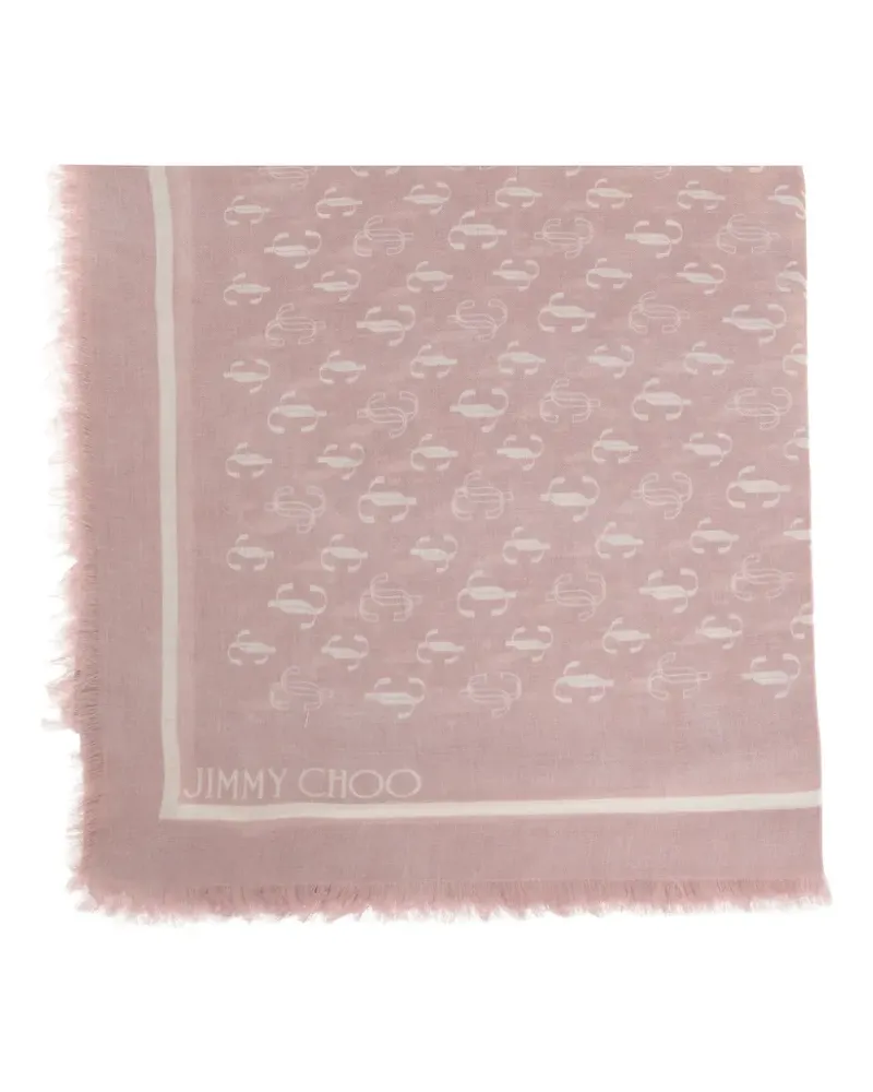 Jimmy Choo monogram-print frayed scarf - Rosa Rosa
