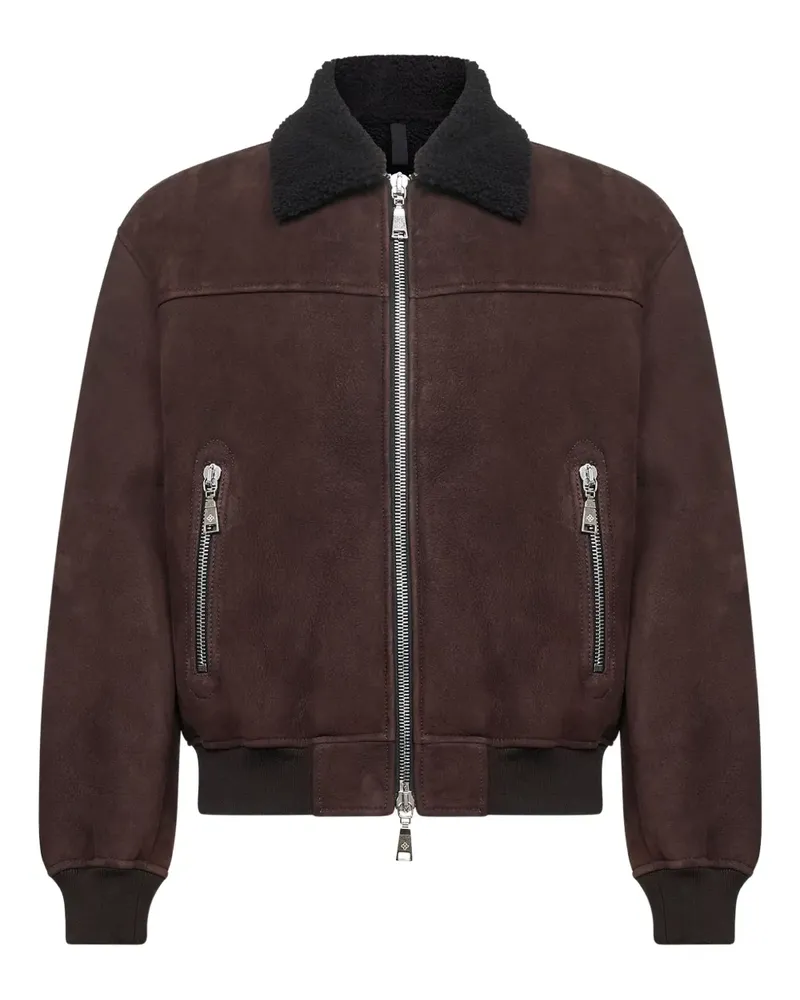 Tagliatore shearling-collar bomber jacket - Braun Braun