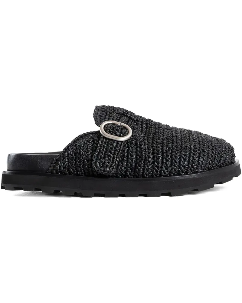 Jil Sander buckle raffia clogs - Schwarz Schwarz