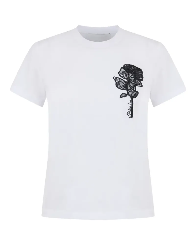 3.1 phillip lim T-Shirt mit Blumenstickerei - Weiß Weiß