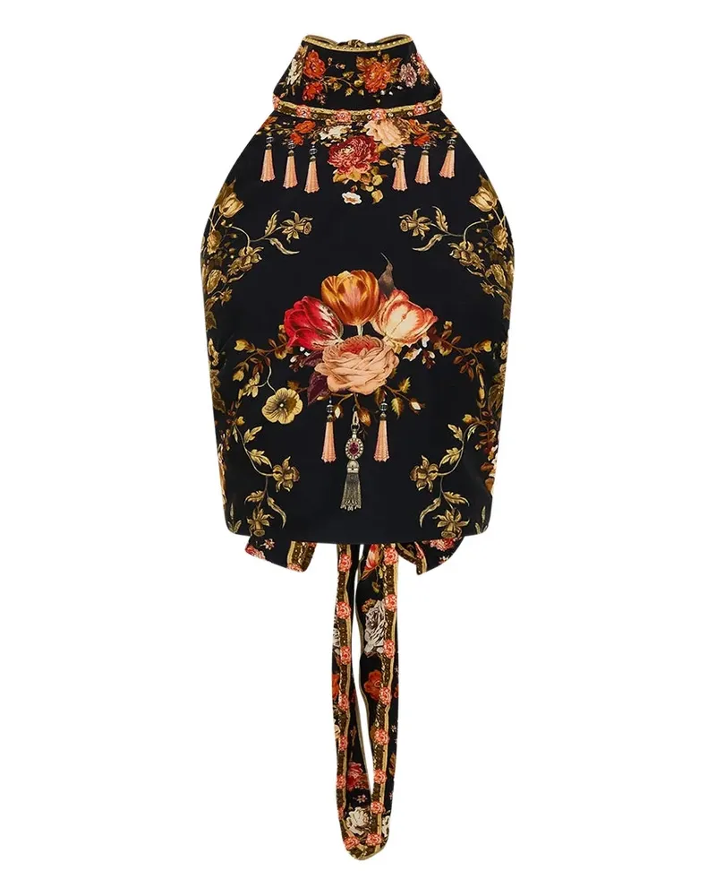 Camilla Stitched In Time Neckholder-Top - Schwarz Schwarz