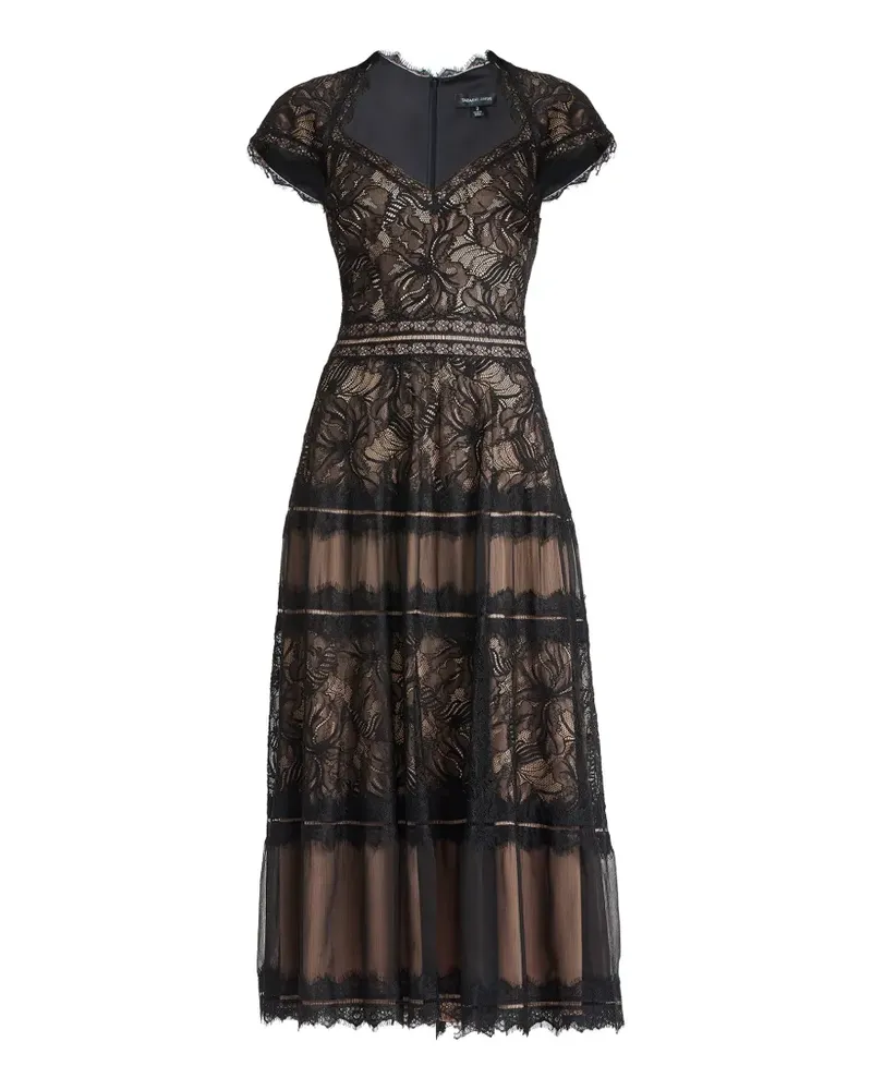 Tadashi Shoji lace tiered dress - Schwarz Schwarz