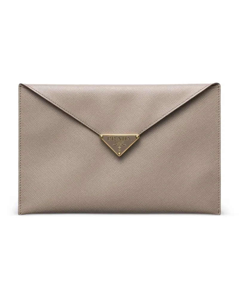 Prada Saffiano leather envelope clutch bag - Nude Nude