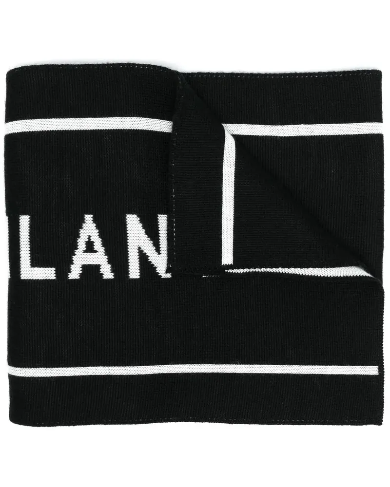 Moschino Schal mit Intarsien-Logo - Schwarz Schwarz