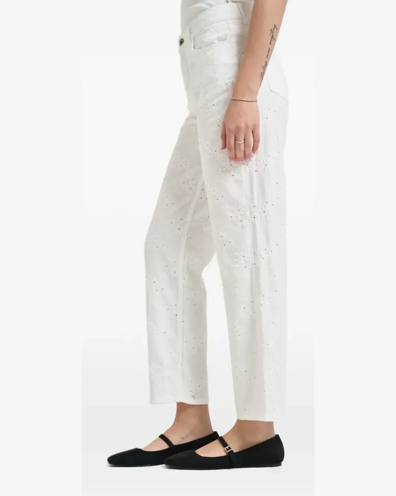 Liu Jo floral-embroidered trousers - Weiß Weiß