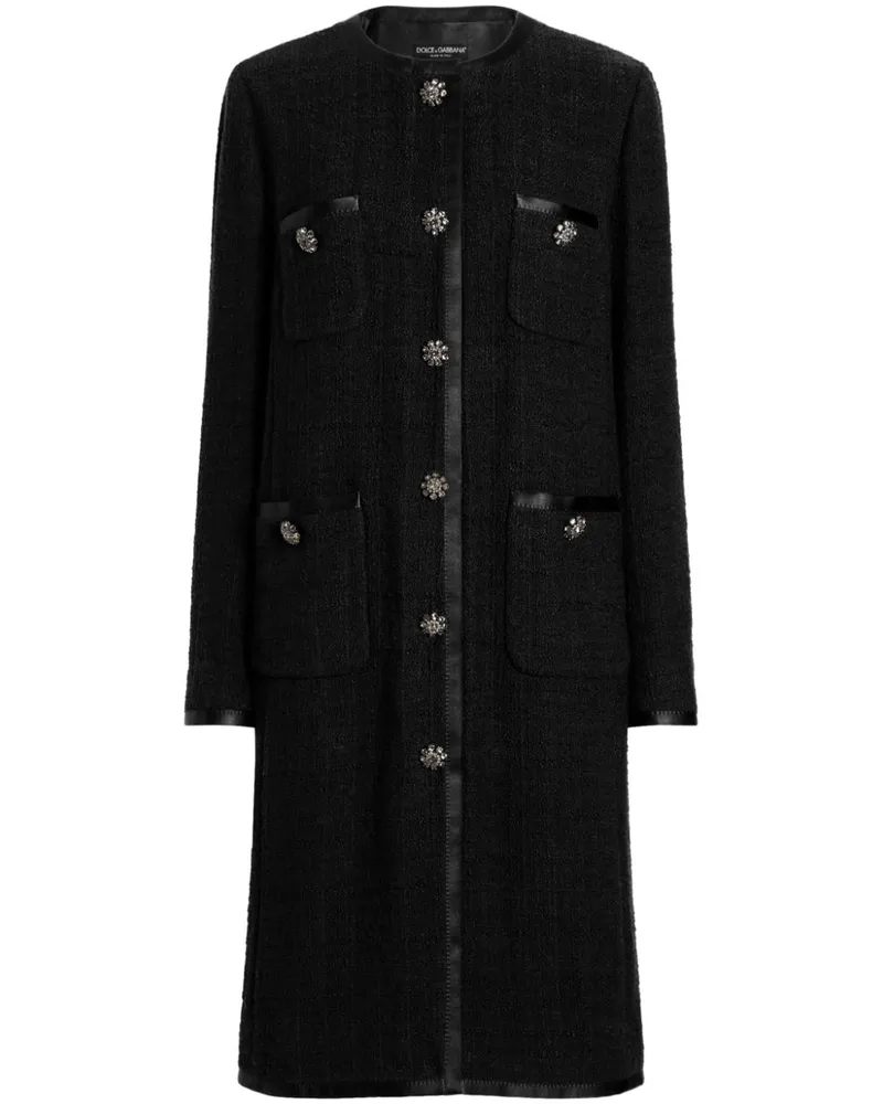 Dolce & Gabbana Einreihiger Tweed-Mantel - Schwarz Schwarz