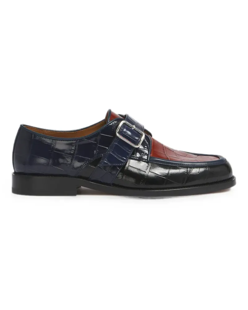 Marni bBlack, brown and blue croc-embossed leather Bambi buckle shoes - Schwarz Schwarz