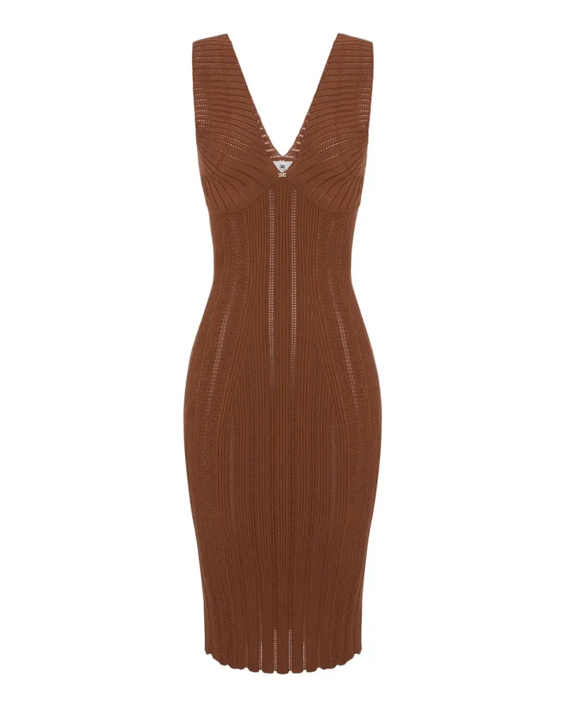 Elisabetta Franchi V-neck midi dress - Braun Braun