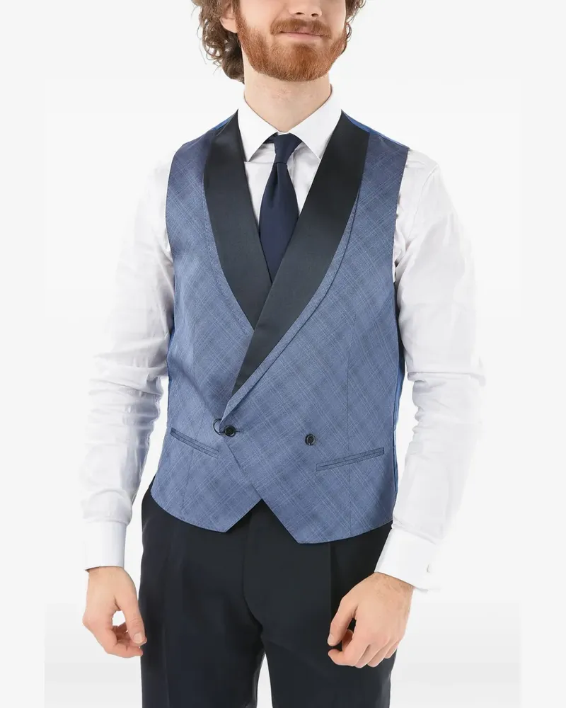 Corneliani checked double-breasted waistcoat - Blau Blau