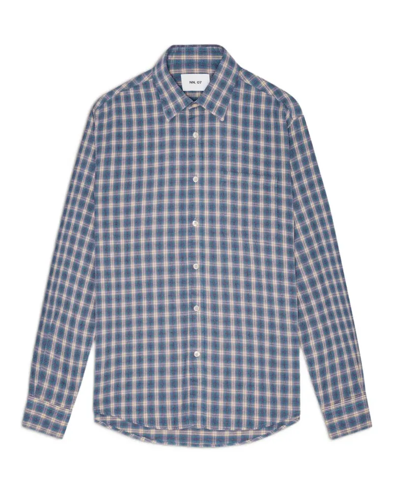 NN 07 brushed check shirt - Blau Blau